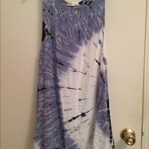Tie dye style light and dark blue color  sun dress